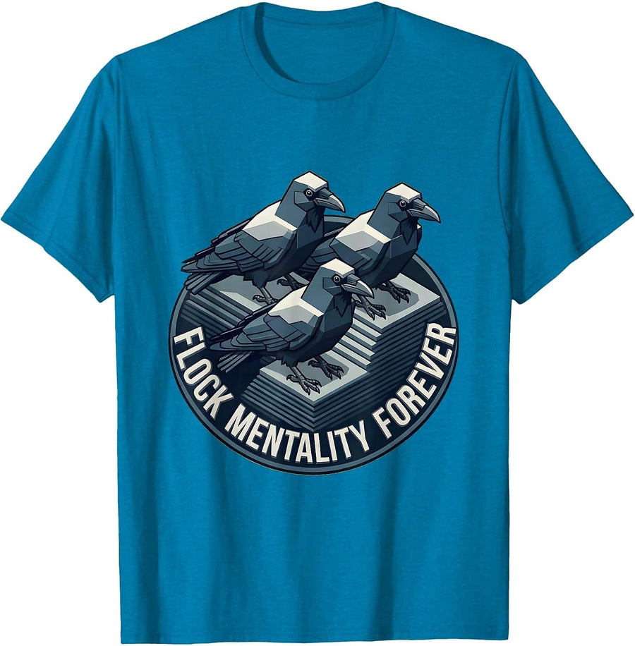 Flock Mentality Forever Crow Design T-Shirt - Sapphire Blue