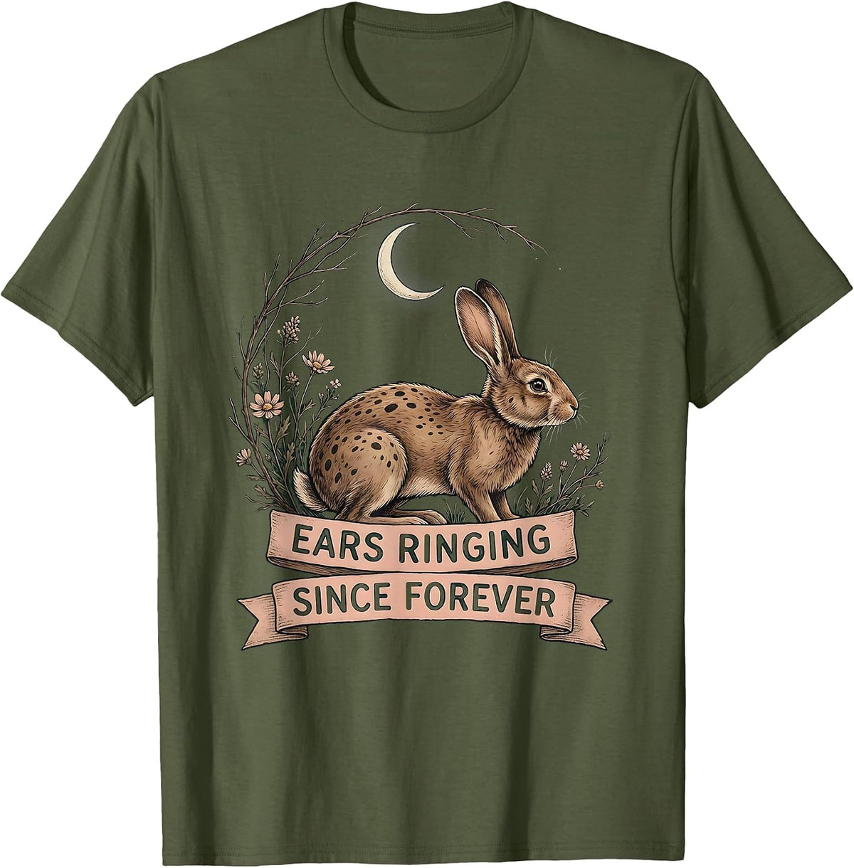 Ears Ringing Since Forever Metal Band Design T-Shirt - Olive Green