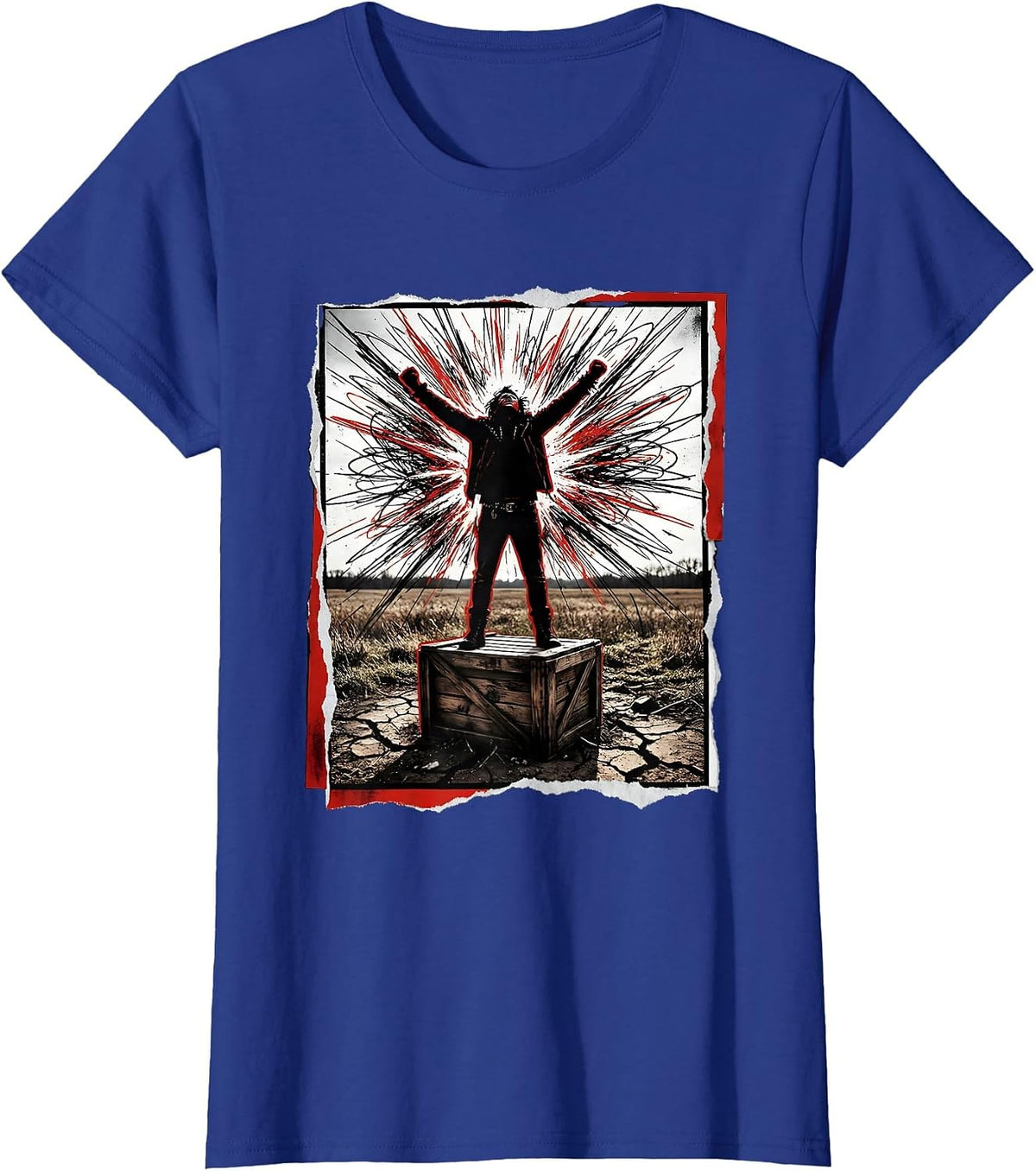 Women's Free Speech Soapbox Illustration Graphic Tee T-Shirt - Royal Blue