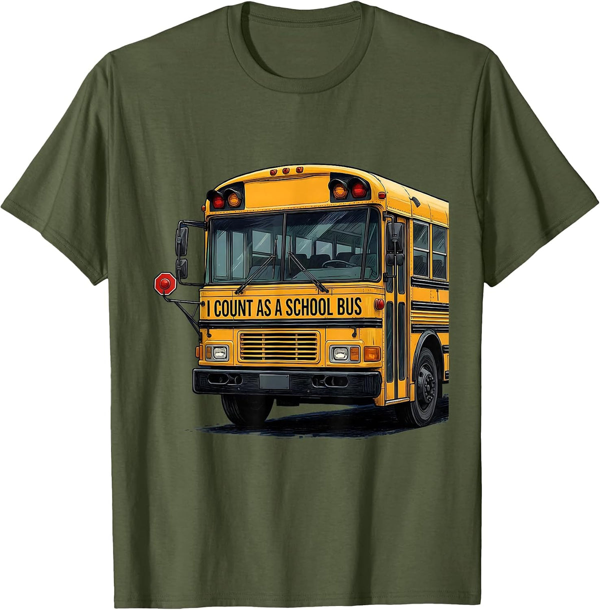 I Count As A School Bus Funny School Bus Driver Halloween T-Shirt - Olive Green