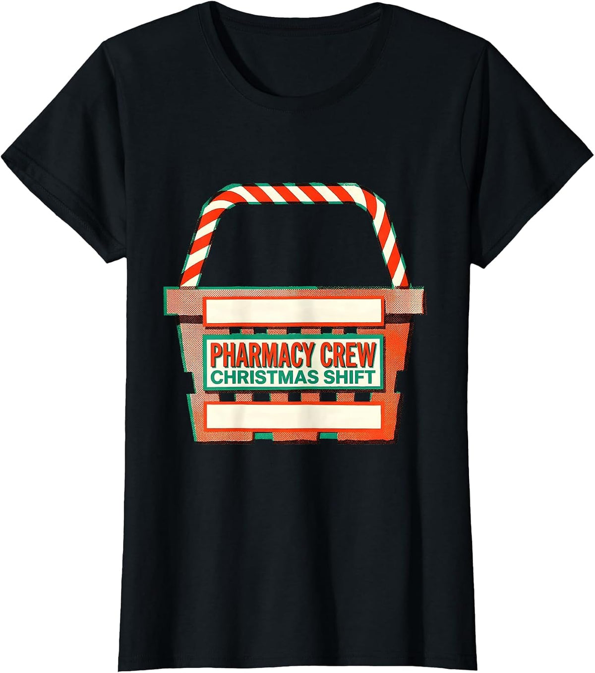 Women's Pharmacy Crew Christmas Shift Funny Pharmacist Tech Holiday T-Shirt - Black