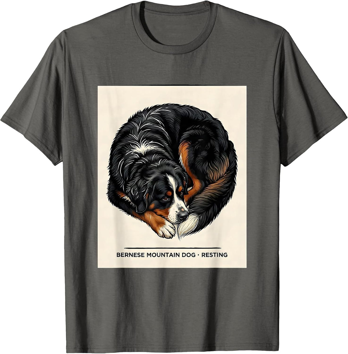 Bernese Mountain Dog Resting Vintage Naturalist Animal T-Shirt - Asphalt Grey