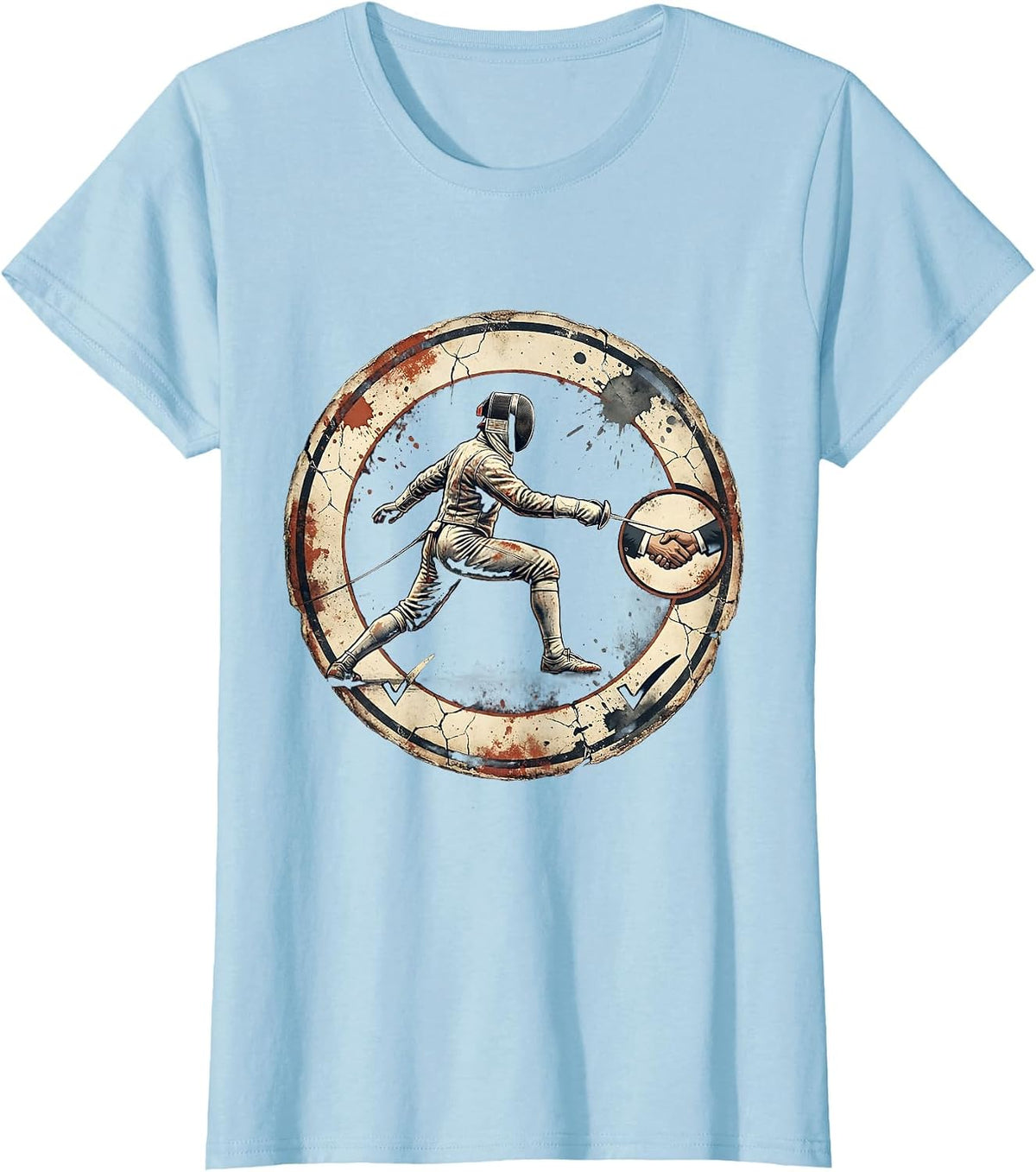 Women's Distressed Fencing Fencer Sport Fan Humor T-Shirt - Baby Blue