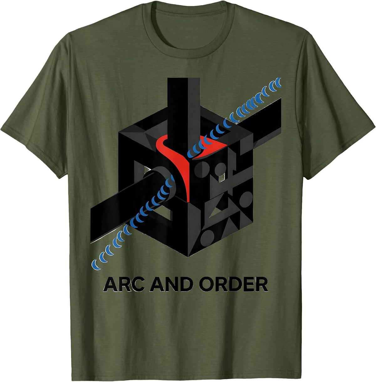Men's Arc And Order Bauhaus Modernist Welder Trade Pride Humor T-Shirt - Olive Green