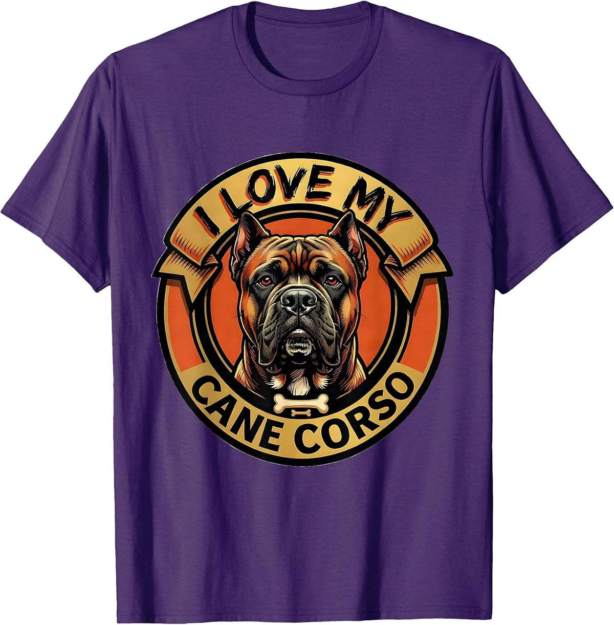 Men's I Love My Cane Corso Sign Painter Showcard Dog Owner Pride T-Shirt - Purple