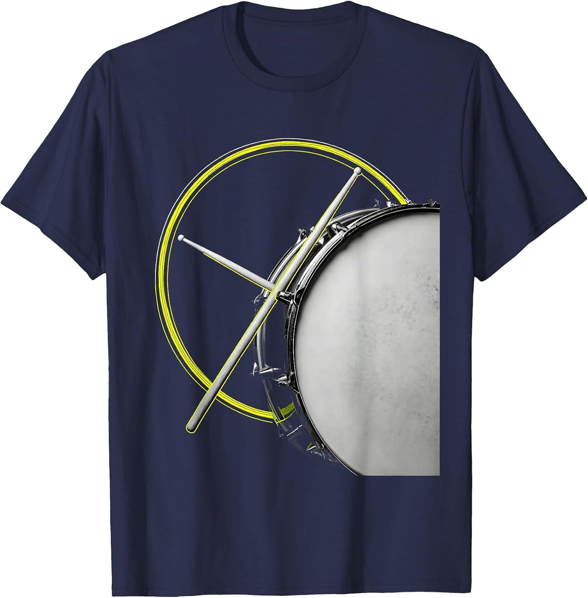 Frame Meets Drum Funny Drummer Humor Vintage T-Shirt - Navy Blue