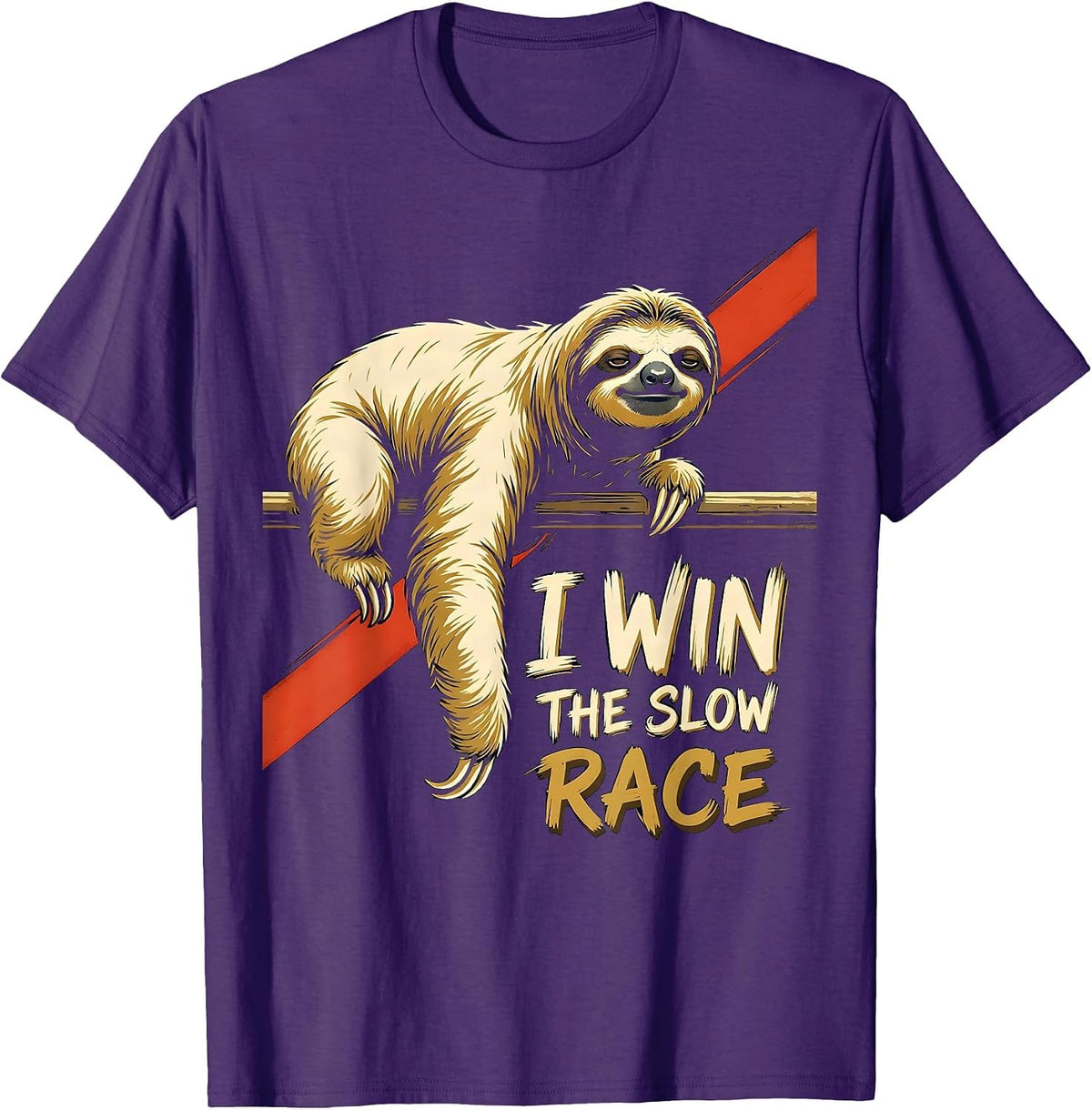 I Win The Slow Race Funny Sloth Lover Humor T-Shirt - Purple
