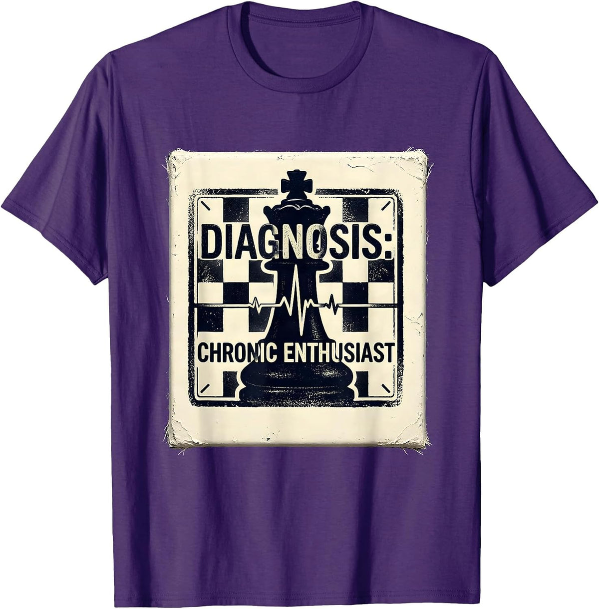 Men's Diagnosis: Chronic Enthusiast Vintage Chessboard Hobby Fan T-Shirt - Purple