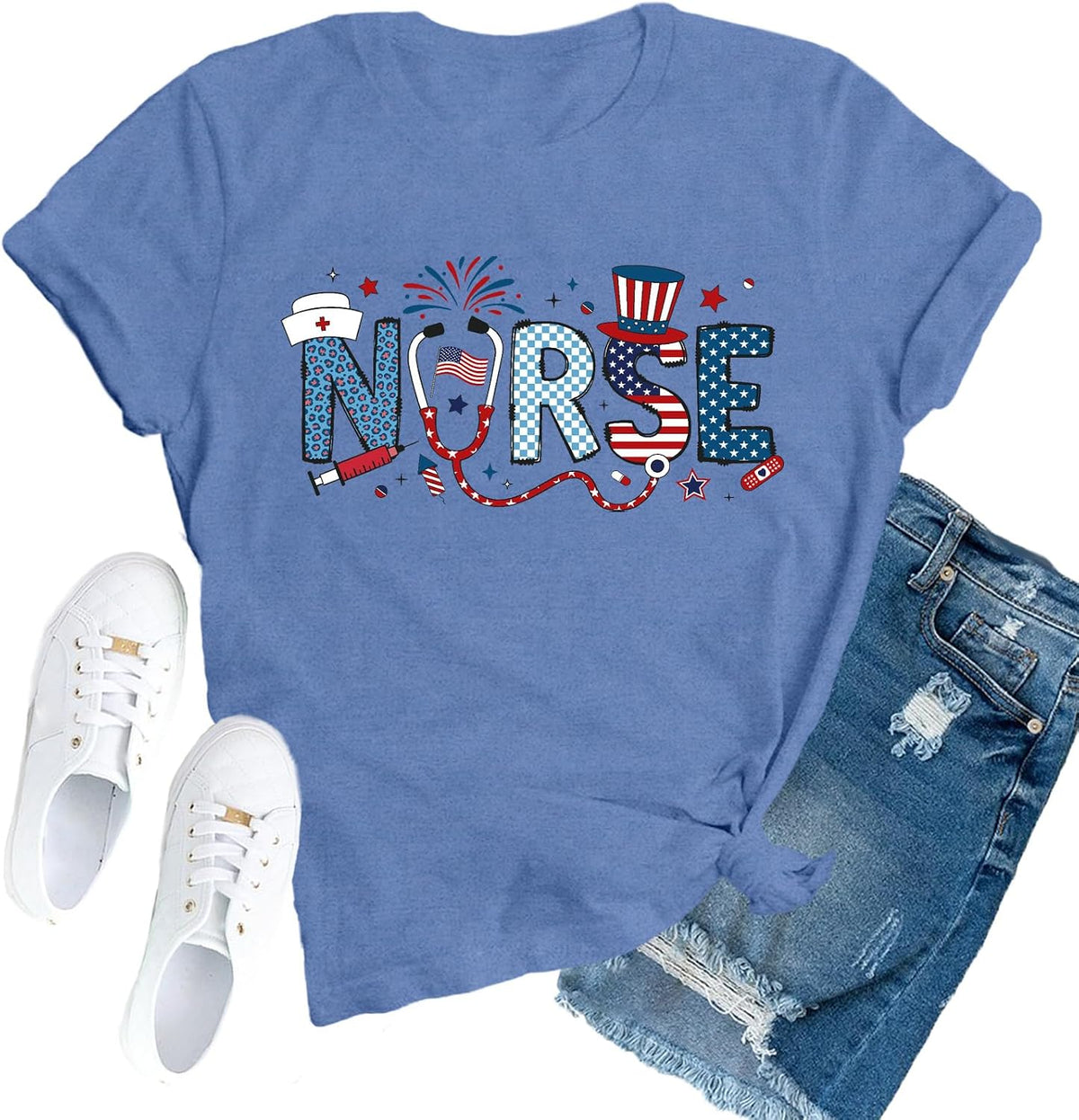 Nurse Shirts for Women Nursing Work Life Appreciation Week T-Shirt - Blue1