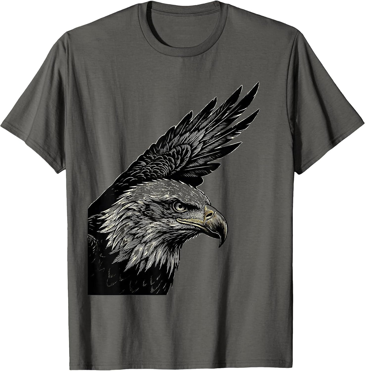 Bald Eagle Head Scratchboard Faith Mascot Gift T-Shirt - Asphalt Grey