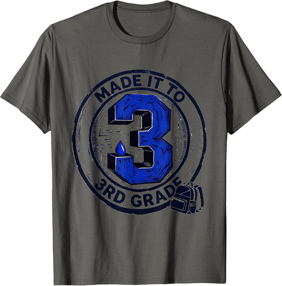 Made It To 3rd Grade Groovy Back To School Third Grade T-Shirt - Asphalt Grey