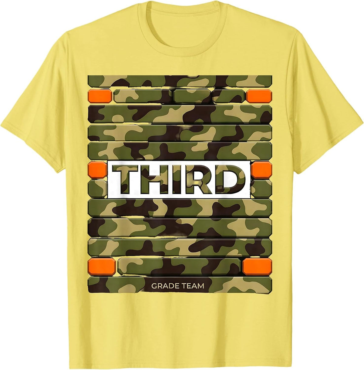 Men's Third Grade Team Camo Teacher Back To School Boys T-Shirt - Lemon Yellow
