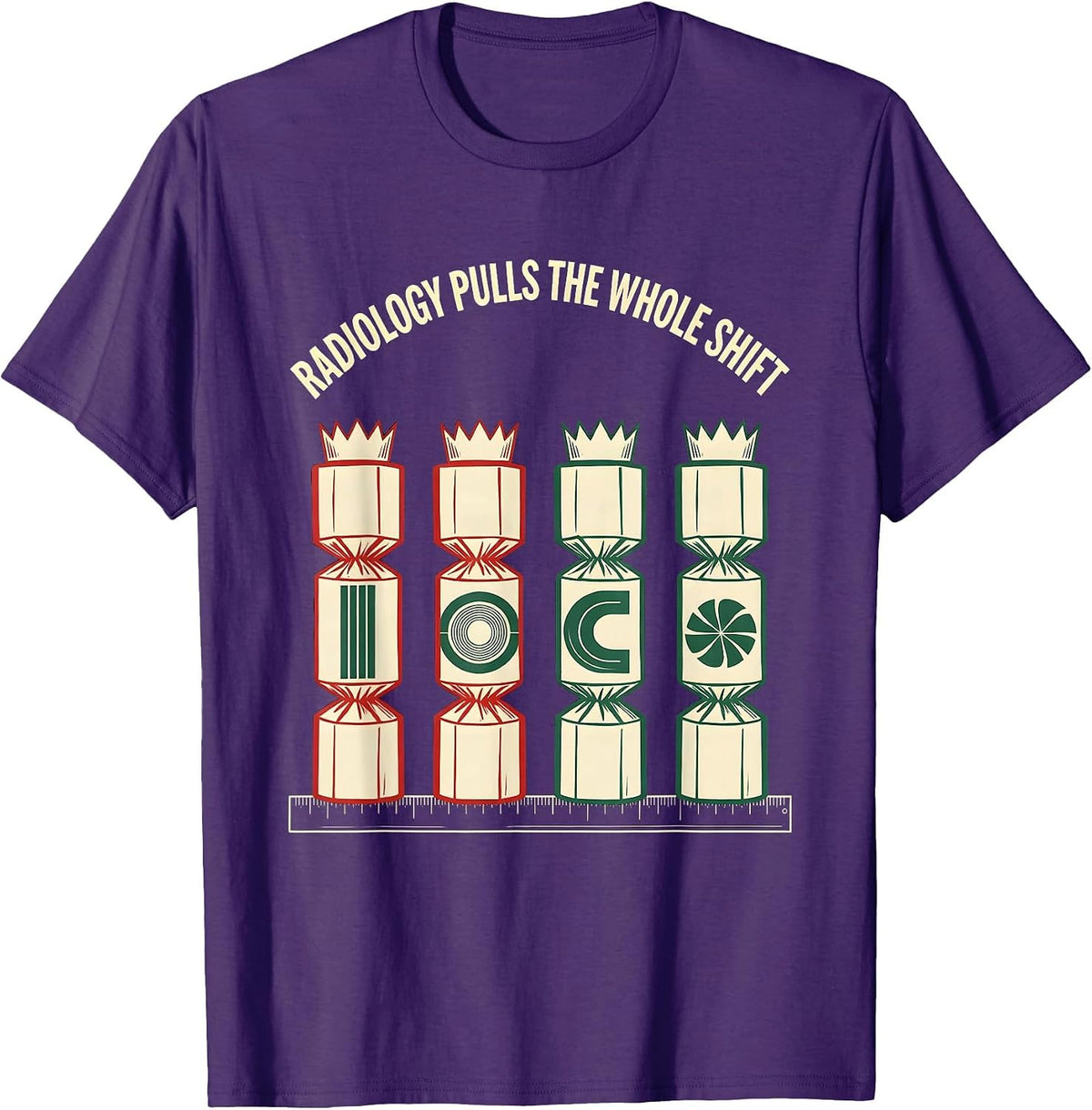 Radiology Pulls The Whole Shift Funny Xray Tech Christmas T-Shirt - Purple
