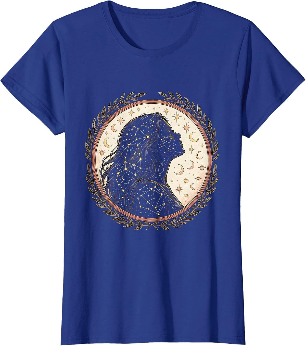 Women's Celestial Silhouette Star Map Freedom Design T-Shirt - Royal Blue