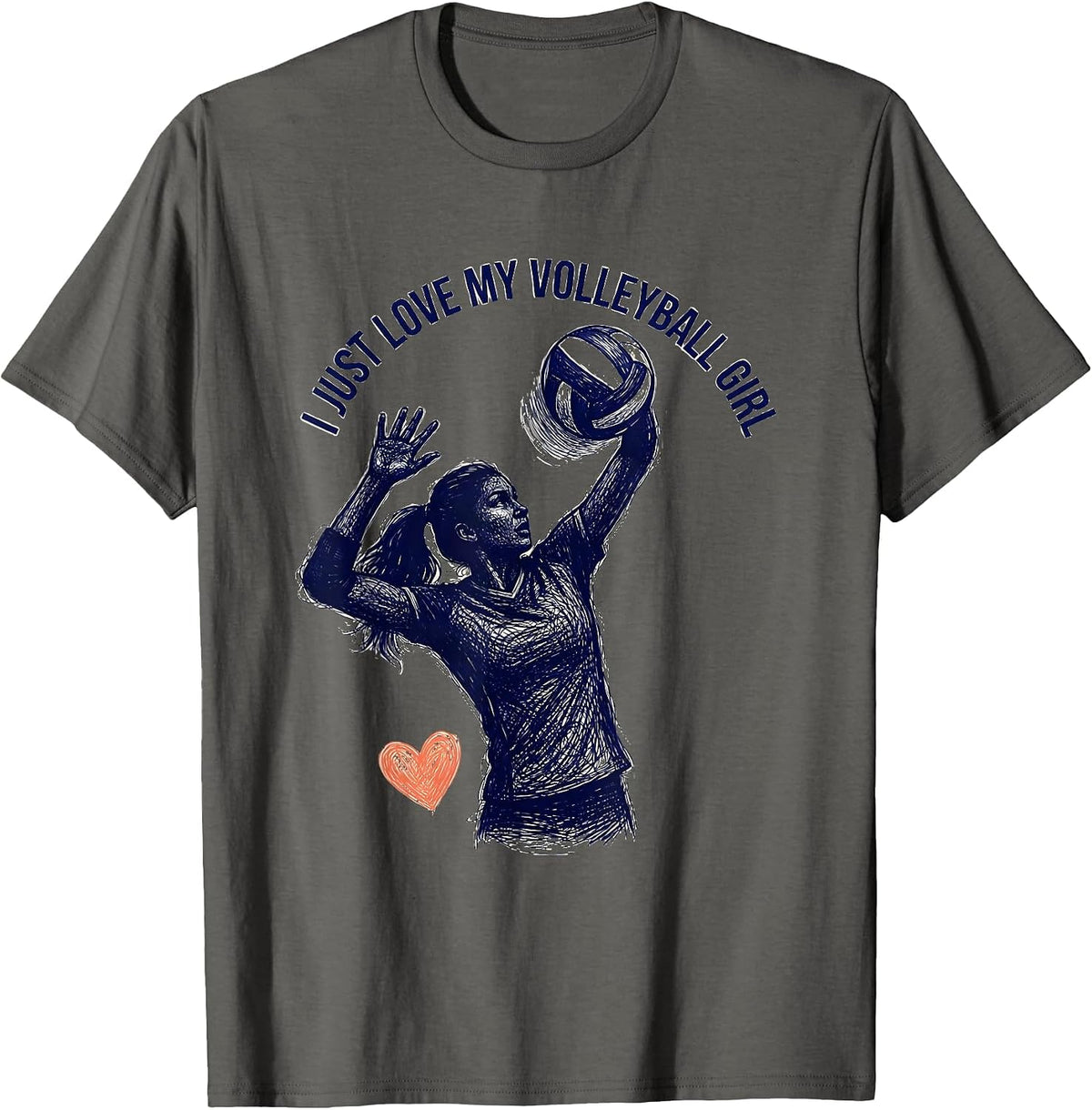 I Just Love My Volleyball Girl Mom Design T-Shirt - Asphalt Grey