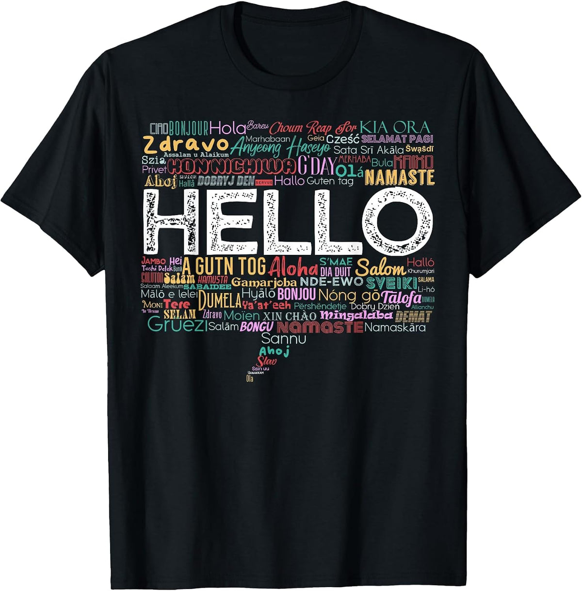 Start with Hello Different World Language Learning Teacher T-Shirt - Black