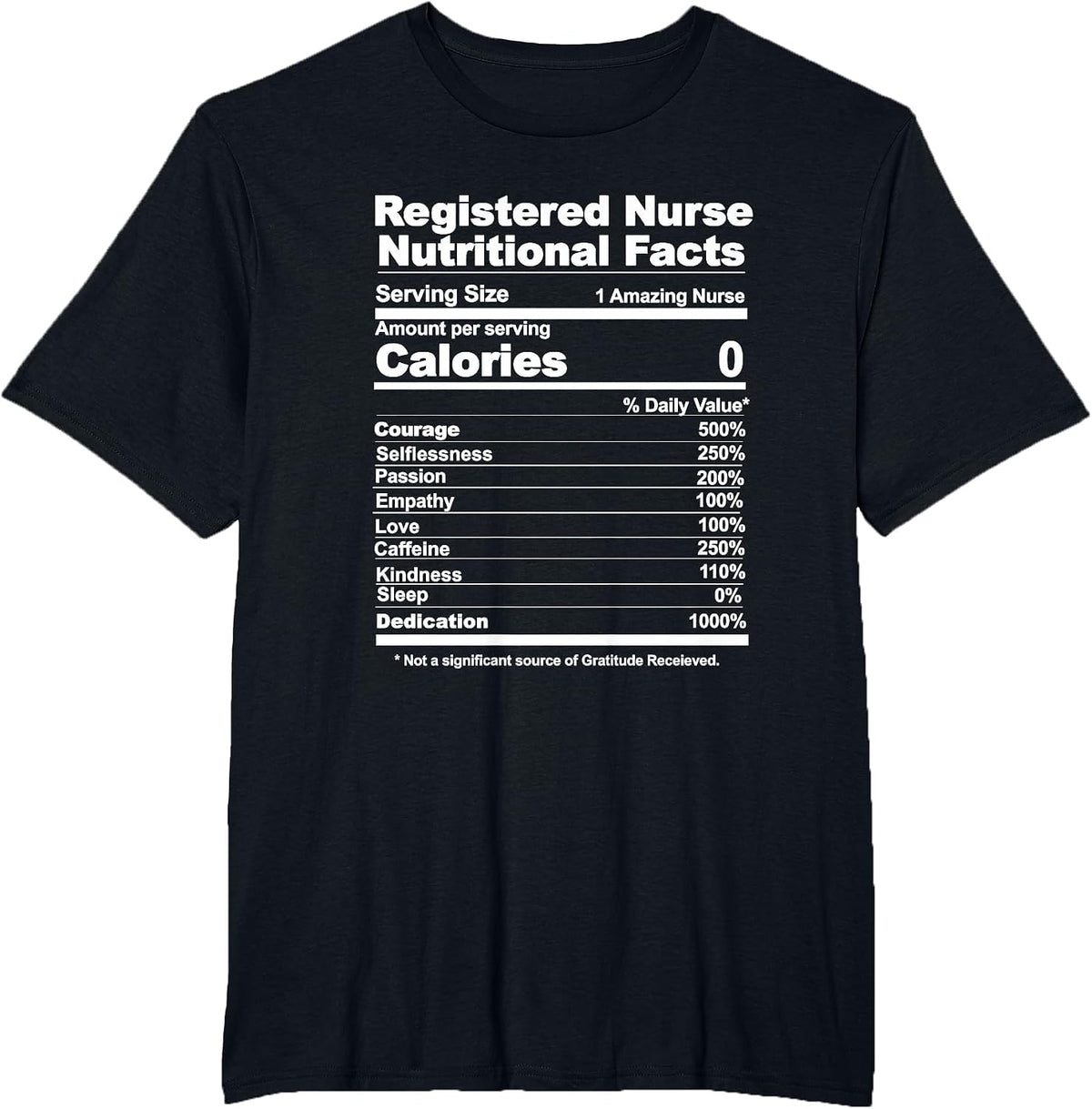 Registered Nurse Nutritional Facts T-Shirt - Black