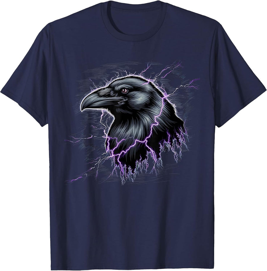 Raven Tshirt Men Women Purple Animal School Sport Fan T-Shirt - Navy Blue