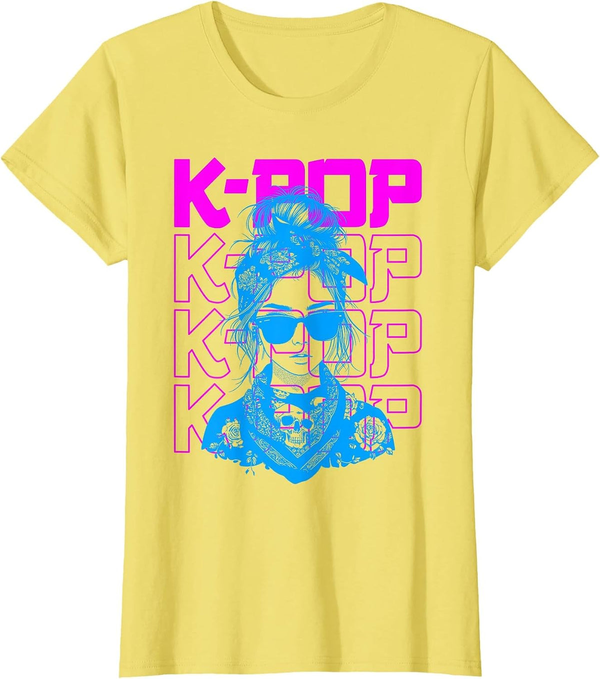 K-Pop Fan Girl - Vintage Korean K-Pop Music Lover T-Shirt - Lemon Yellow