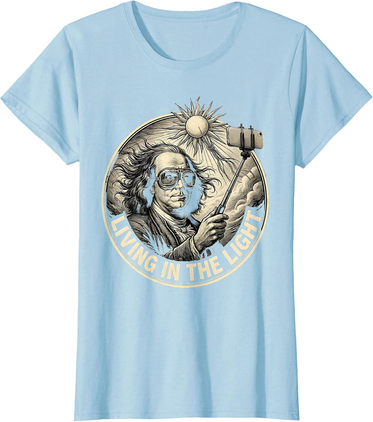 Women's Living in the Light White Freedom Design T-Shirt - Baby Blue
