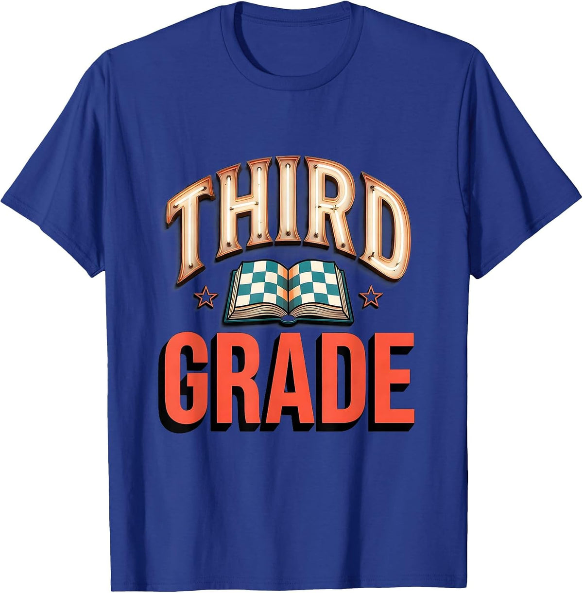 Men's Third Grade Retro Checkered Girl Teacher Back To School T-Shirt - Royal Blue