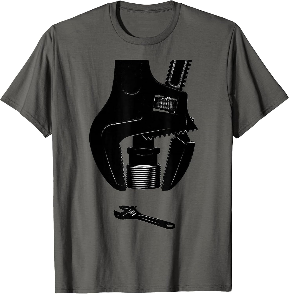 Men's Pipe Wrench Dominates Adjustable Wrench Funny Plumber Gift T-Shirt - Asphalt Grey