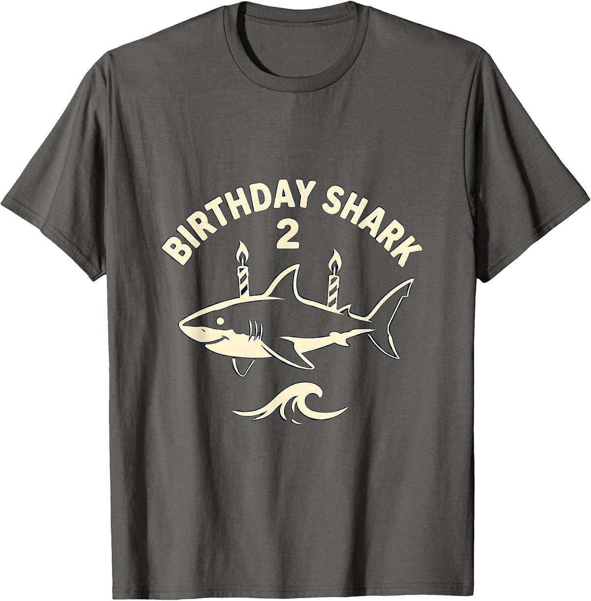 Men's Birthday Shark 2 Playful Toddler Party Whale Ocean Lover T-Shirt - Asphalt Grey
