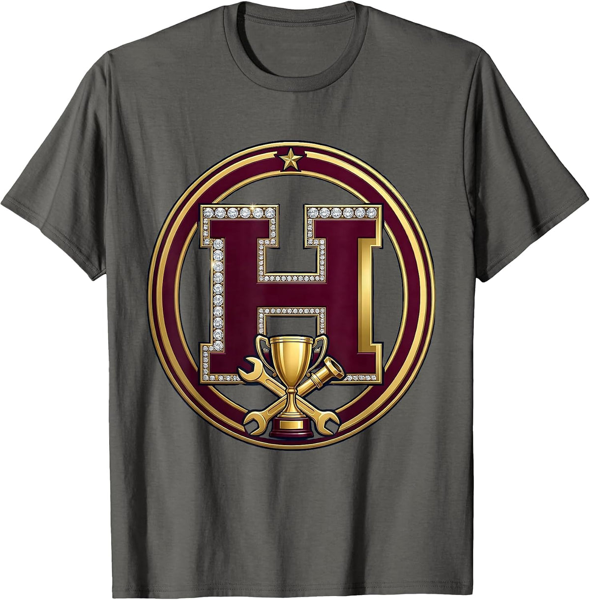 Trophy Husband Plumber Golden Toolbox Graphic Tee T-Shirt - Asphalt Grey