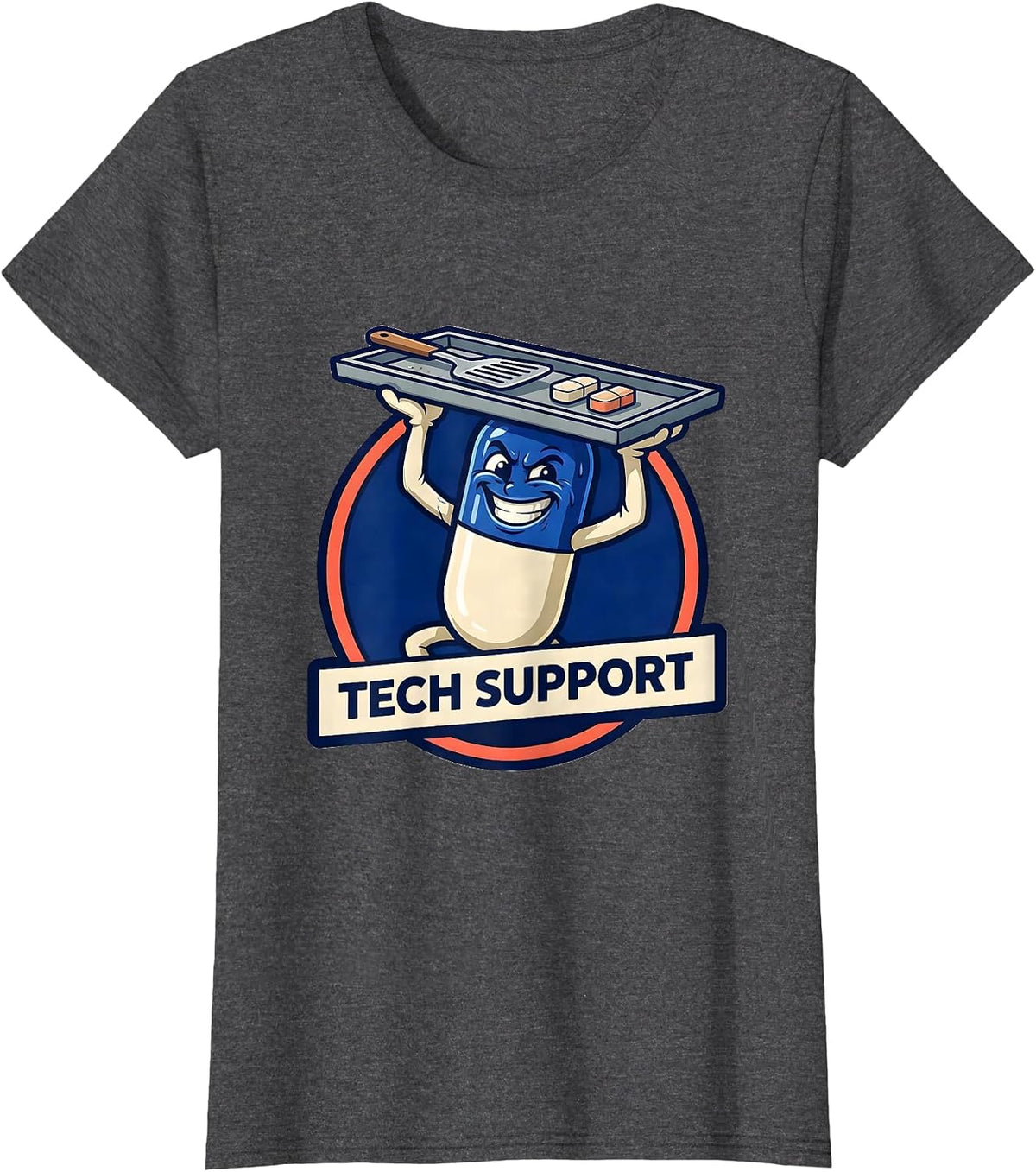 Women's Tech Support Funny Pharmacy Technician Pharmacist Crew T-Shirt - Dark Heather Grey