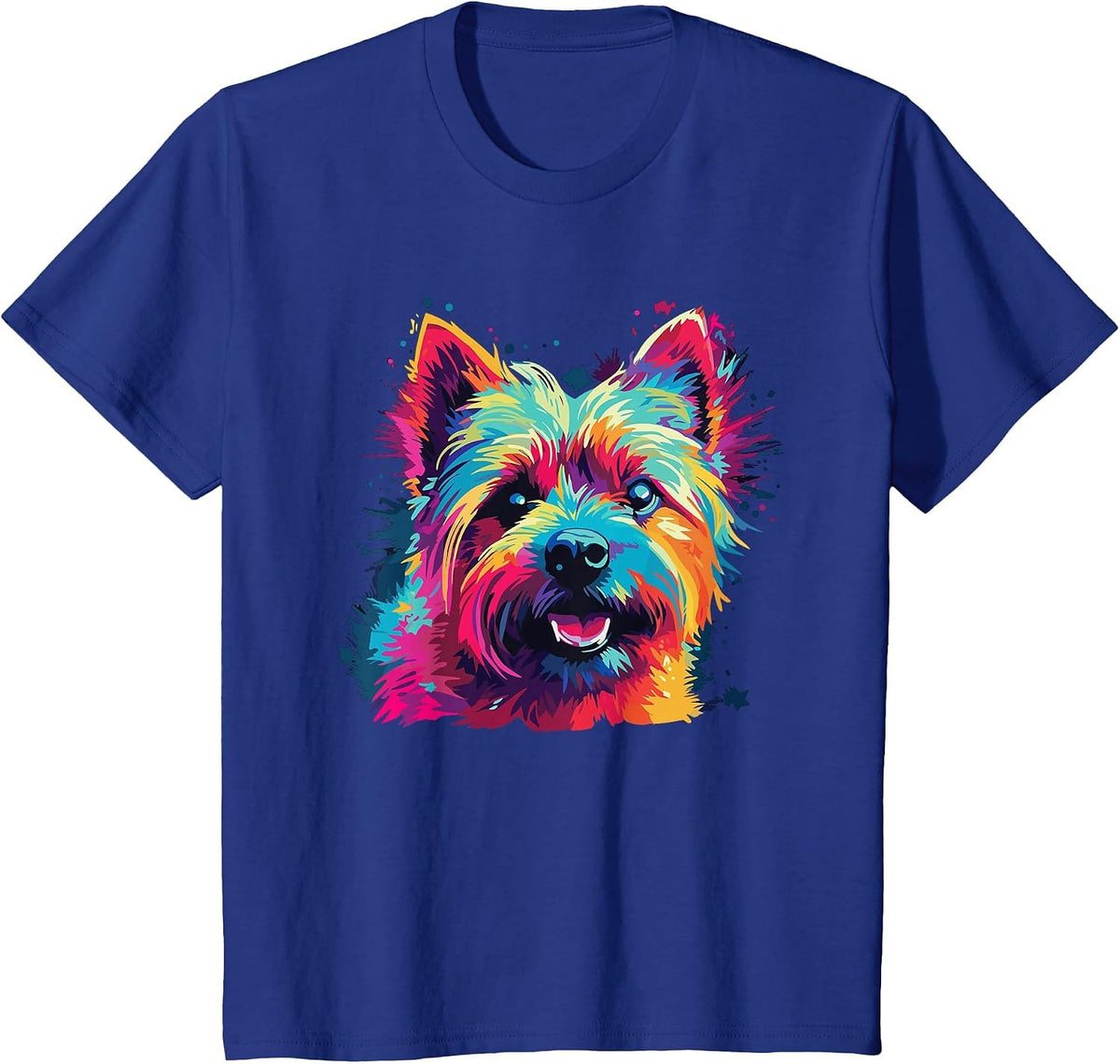 Watercolor Colorful Norwich Terrier Dog T-Shirt - Royal Blue