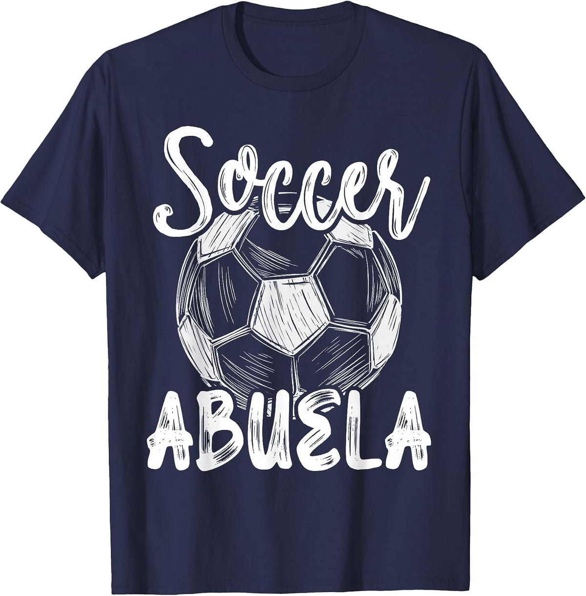 Soccer Abuela Women Family Matching Team Player Soccer Ball T-Shirt - Navy Blue