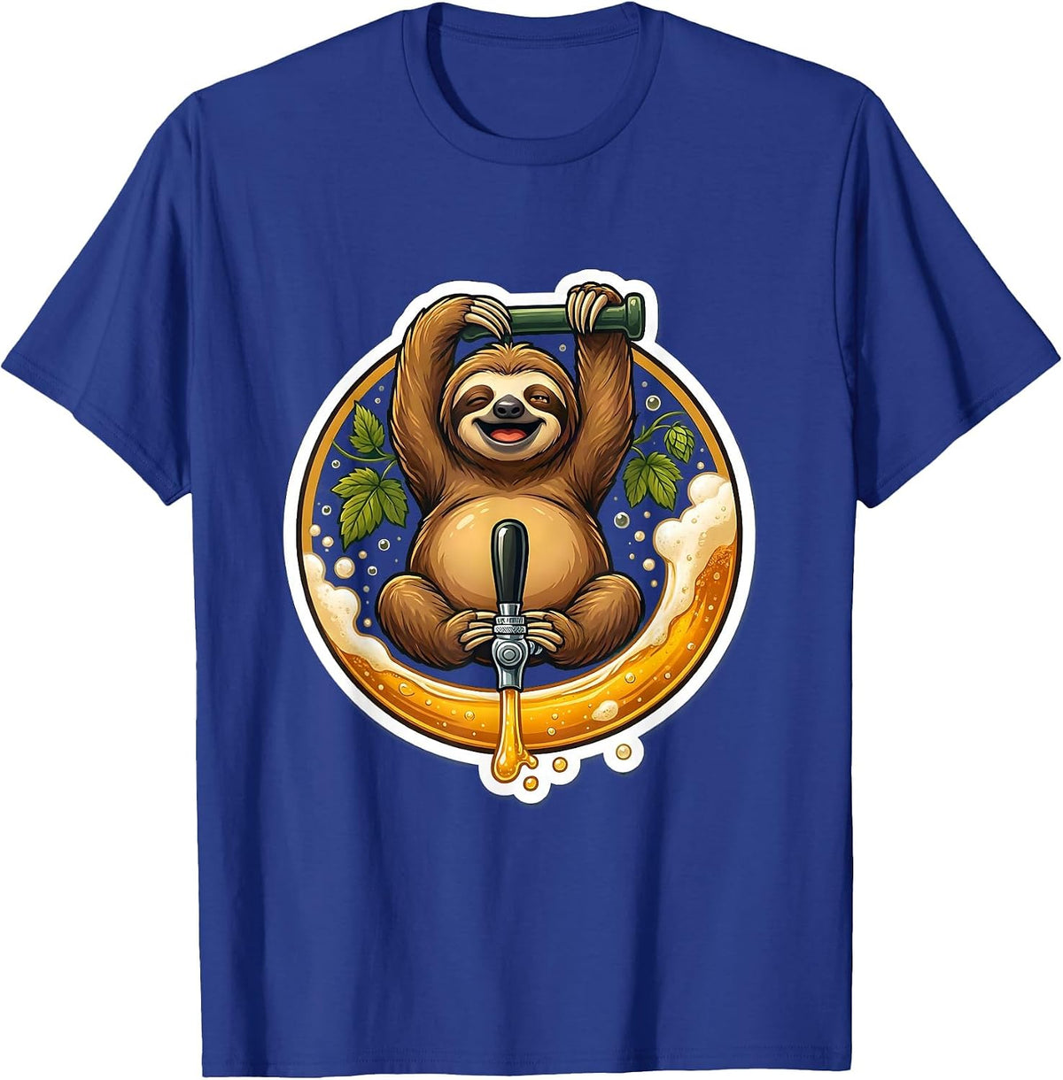 Sloth Beer Pour Funny Craft Beer Lover Gift T-Shirt - Royal Blue