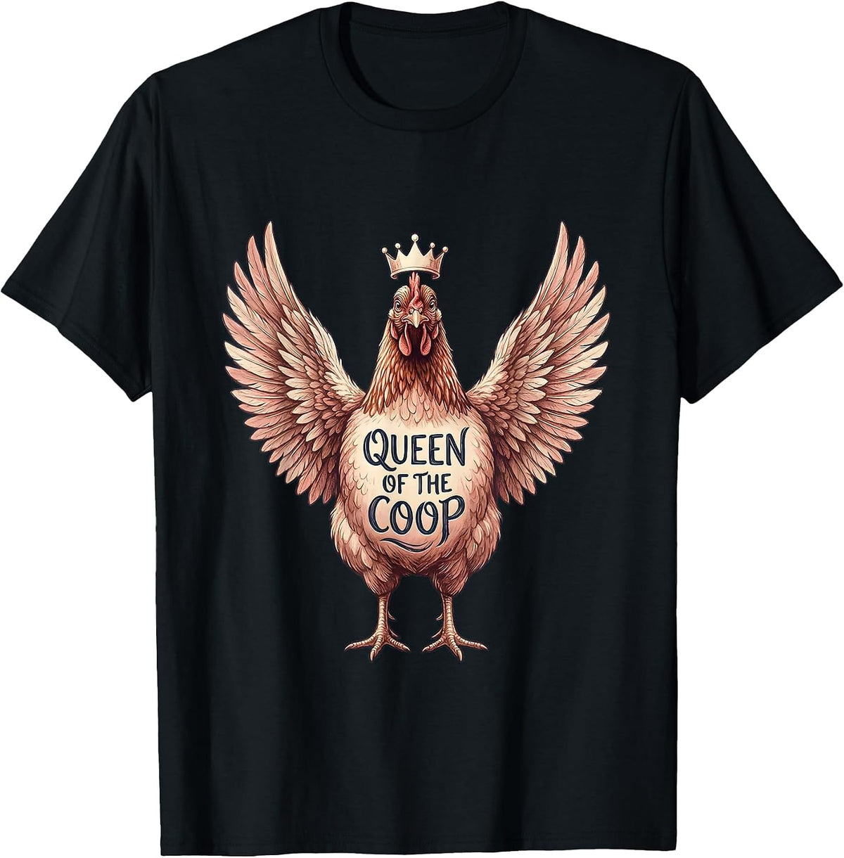 Men's Queen of the Coop Chicken Design T-Shirt - Black