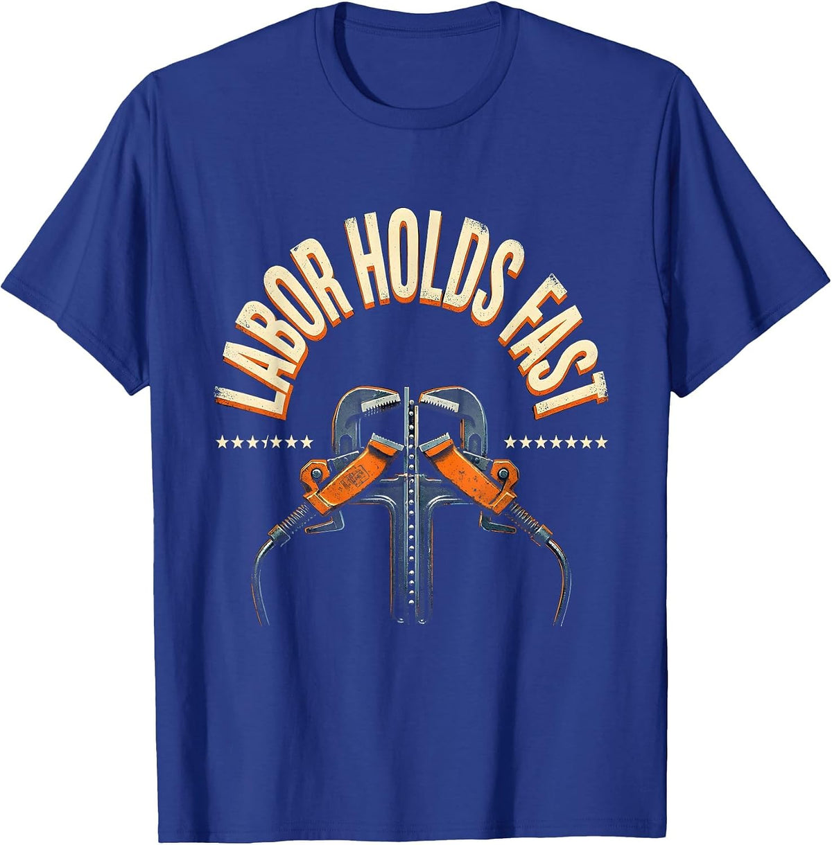 Men's Labor Holds Fast Heavy Condensed Union Worker Solidarity T-Shirt - Royal Blue