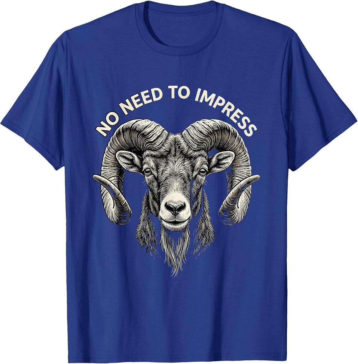 No Need To Impress Funny Goat Wearing Sunglasses Animal T-Shirt - Royal Blue