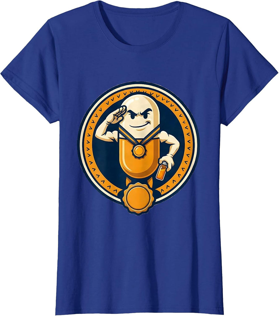 Capsule Mascot Pharmacy Tech Humor Pharmacist Gift T-Shirt, Women, Royal Blue, X-Large - As Pictured