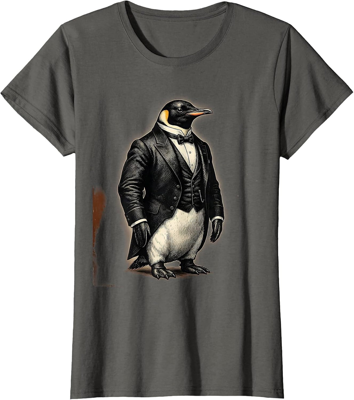 Women's Penguin in a Tuxedo Funny Formal Suit Graphic T-Shirt - Asphalt Grey