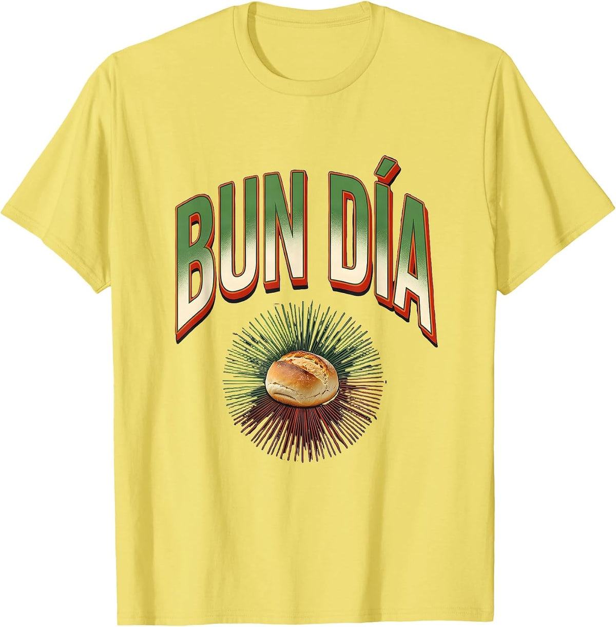 Men's Bun Día Funny Spanish Pun Cinco De Mayo Party Humor T-Shirt - Lemon Yellow
