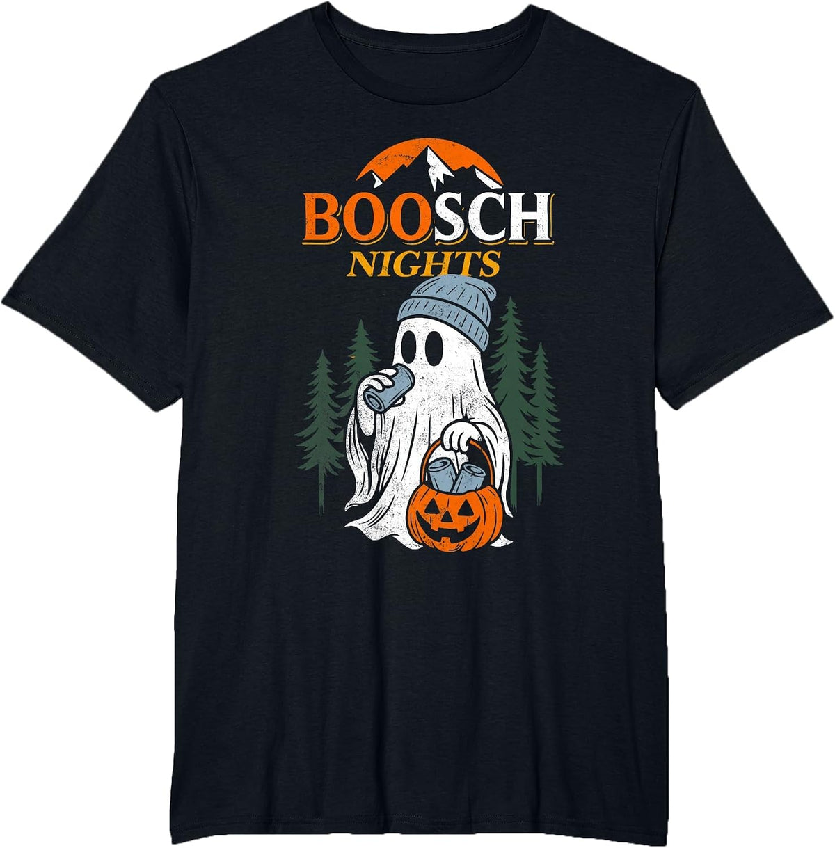Boosch Ghost - Funny Halloween T-Shirt - Black
