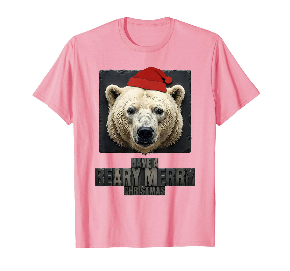 Mademark Have A Beary Merry Christmas Funny Bear Novelty Holiday T-Shirt - Pink