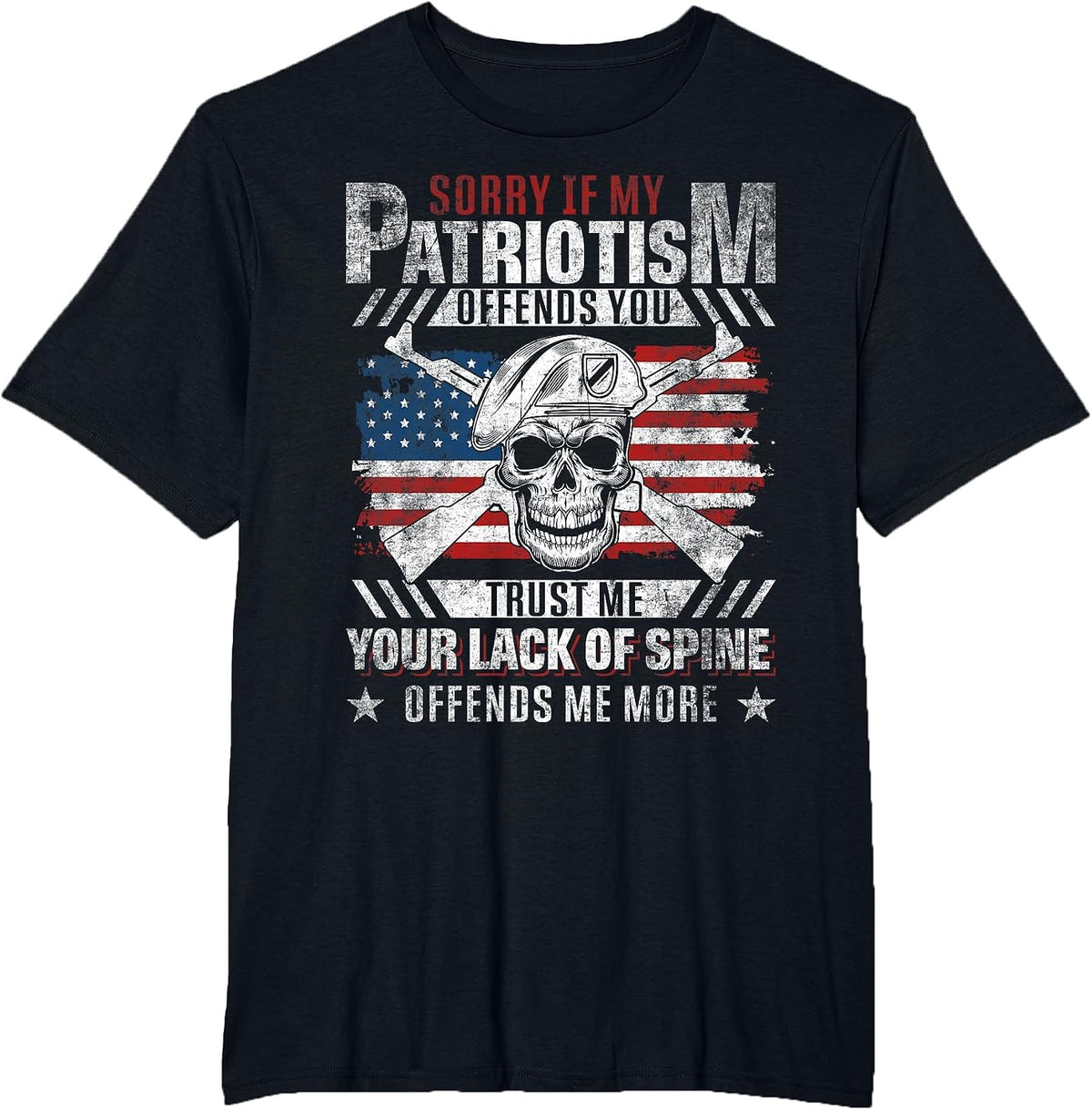 Sorry If My Patriotism Offends You - US Flag Patriotic T-Shirt - Black