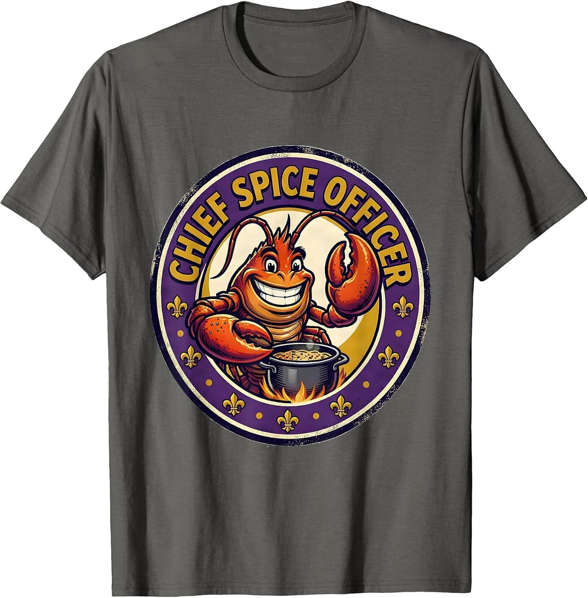 Chief Spice Officer Retro Advertising Mascot Mardi Gras T-Shirt - Asphalt Grey