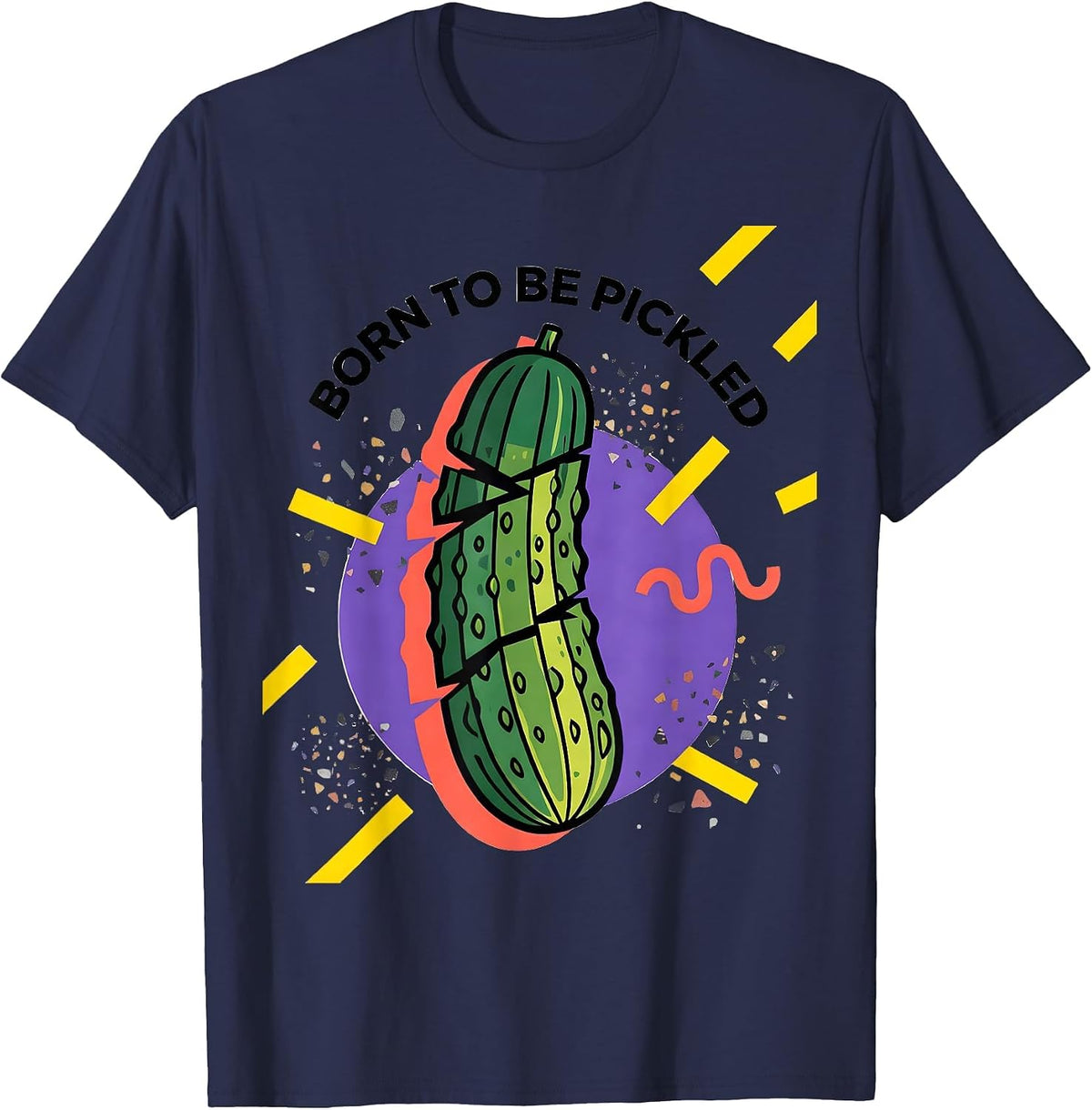 Born to Be Pickled Funny Pickle Design T-Shirt - Navy Blue
