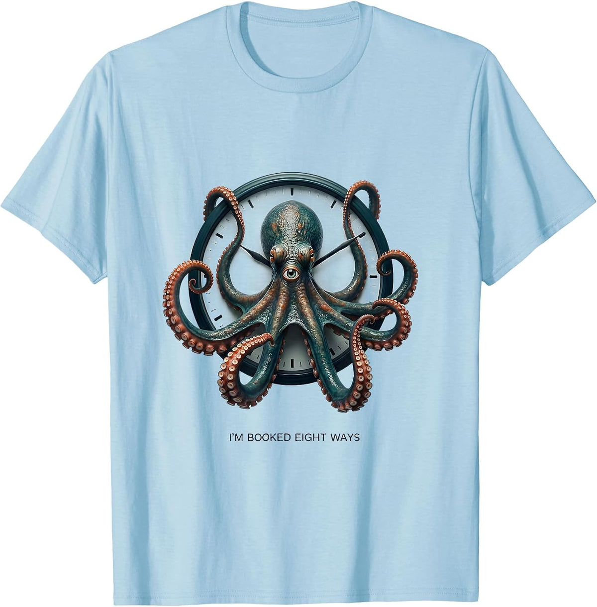 Men's I'm Booked Eight Ways Vintage Octopus Marine Biology Fan T-Shirt - Baby Blue