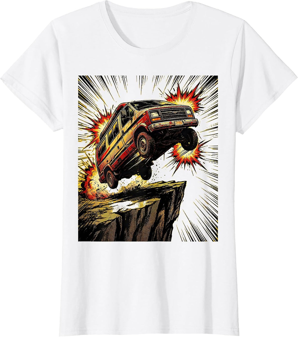 Women's Band Van Over the Edge Graphic Tee T-Shirt - White