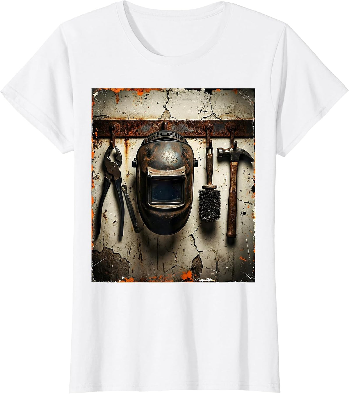 Welder Mask Workshop Wall Tools Illustration T-Shirt - White