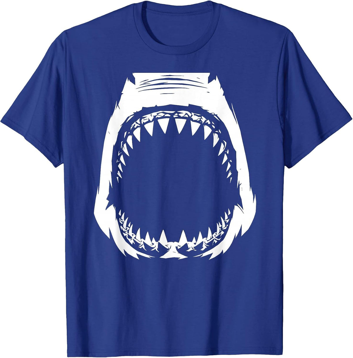 Close-Up Shark Jaws Graphic Tee T-Shirt - Royal Blue