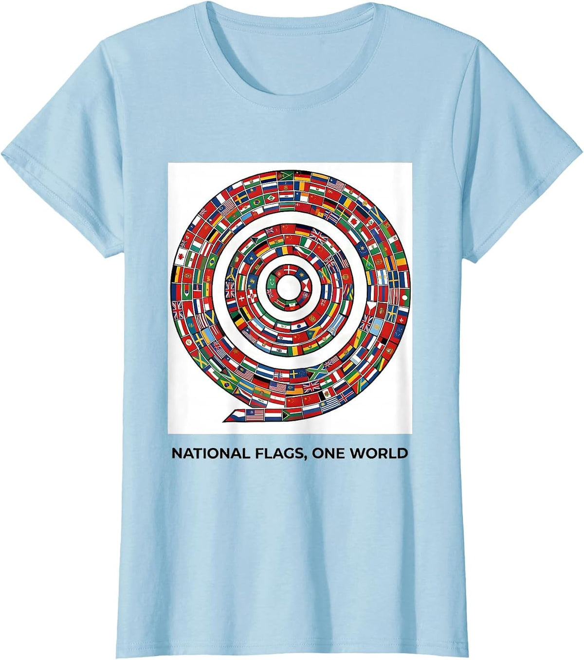National Flags One World Geography Enthusiast World Traveler T-Shirt - Baby Blue