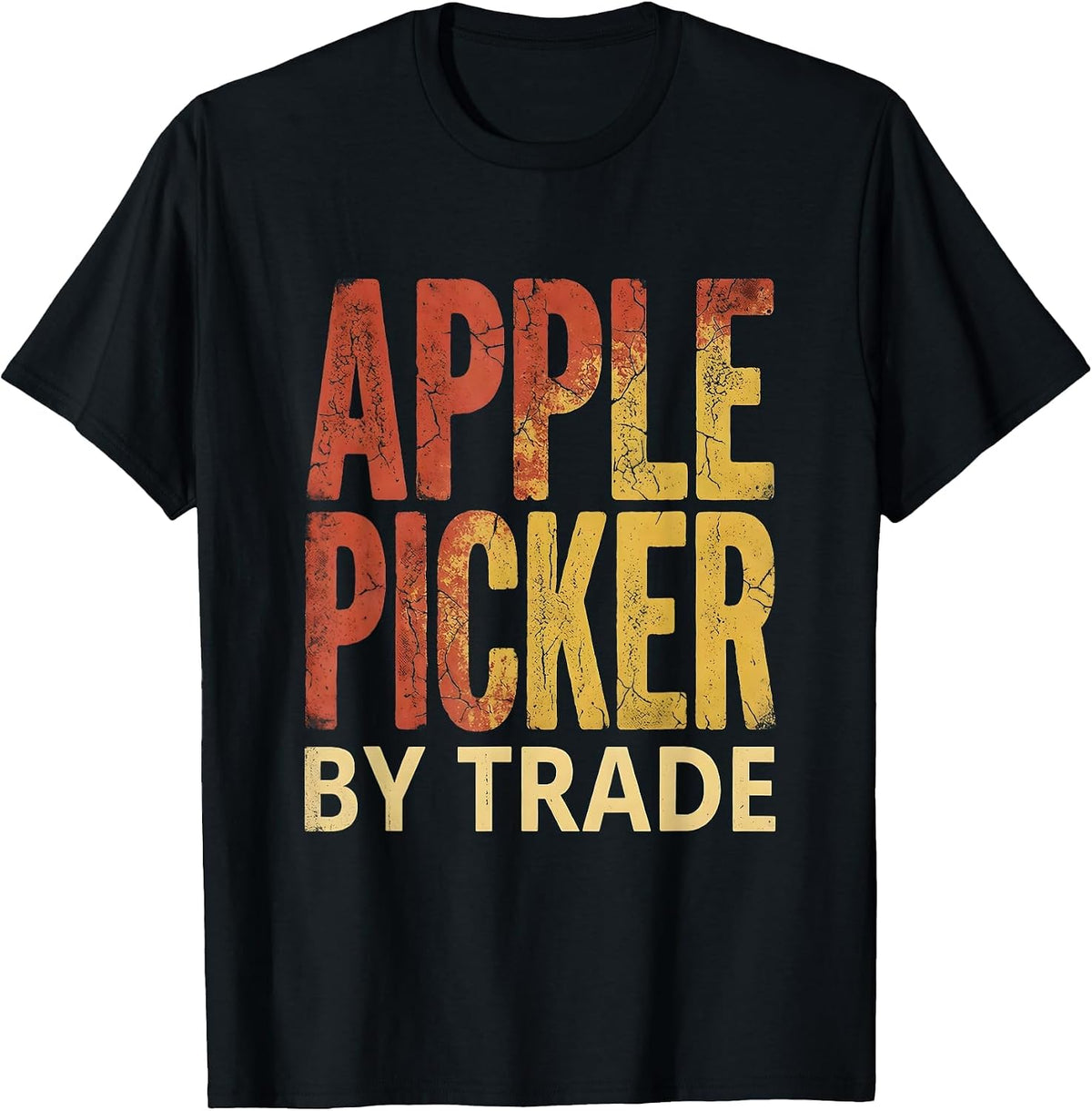 Men's Apple Picker By Trade Orchard Harvest Design T-Shirt - Black