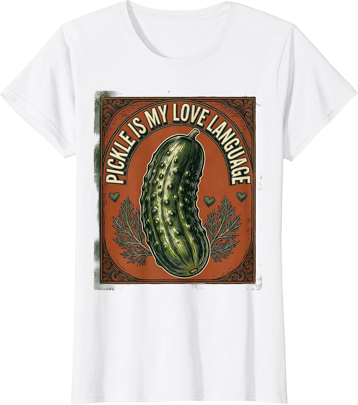Women's Pickle Is My Love Language Funny Food Design T-Shirt - White